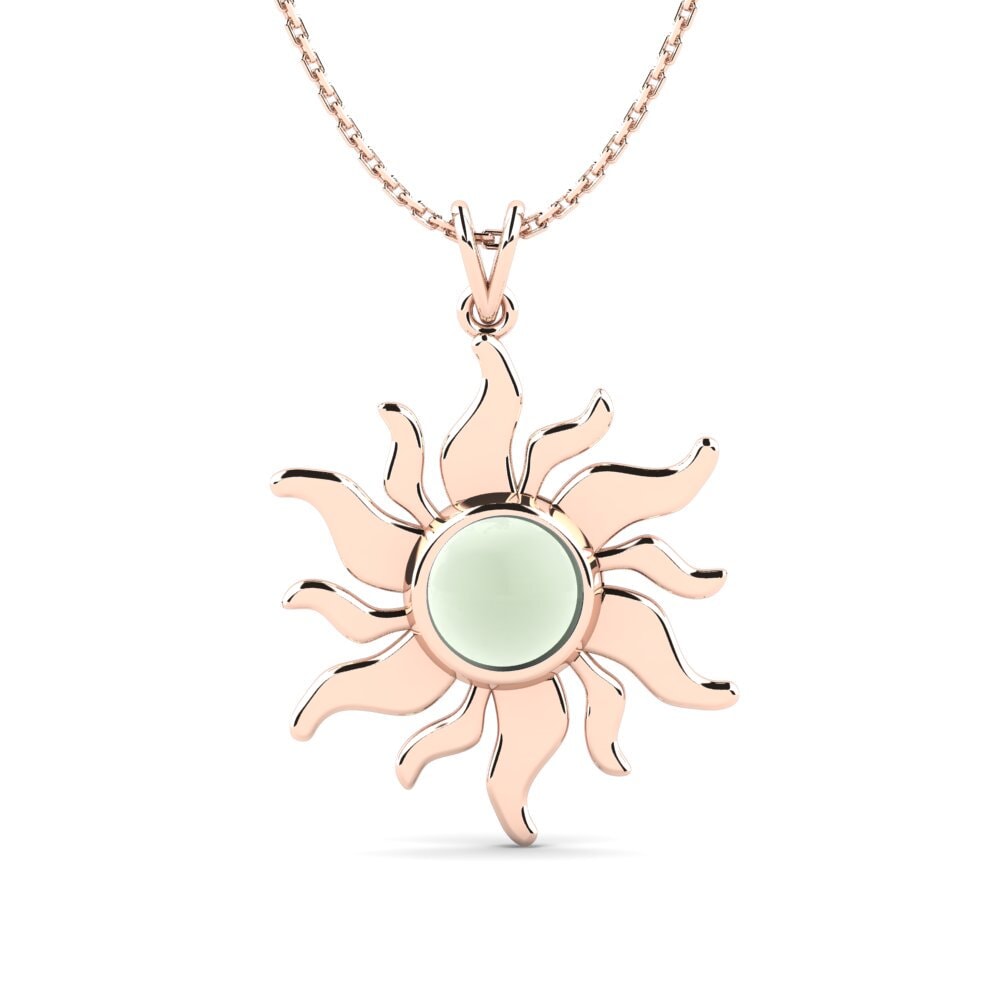 14ct Rose Gold Cabochon Green Amethyst Women's Pendant Acaysha