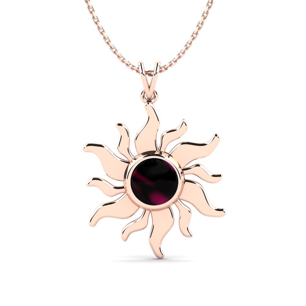 14ct Rose Gold Cabochon Rhodolite Garnet Women's Pendant Acaysha