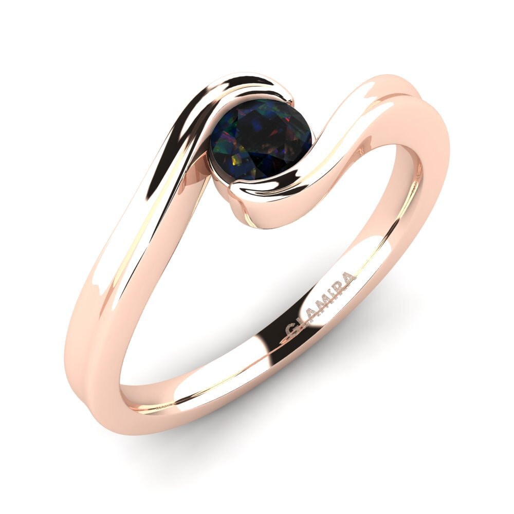 18k Oro Rosa Opalo Negro Anillo de compromiso Adele