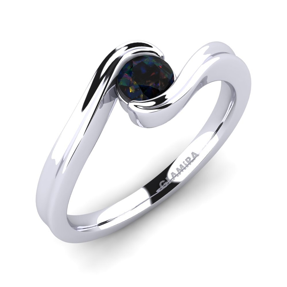 950 Platinum Black Opal Engagement Ring Adele