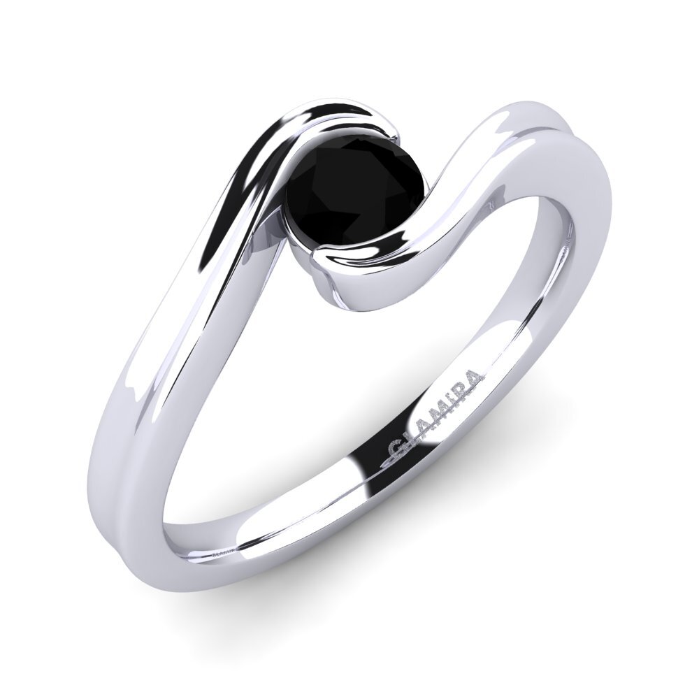 Paladio 950 Diamante Negro Anillo de compromiso Adele