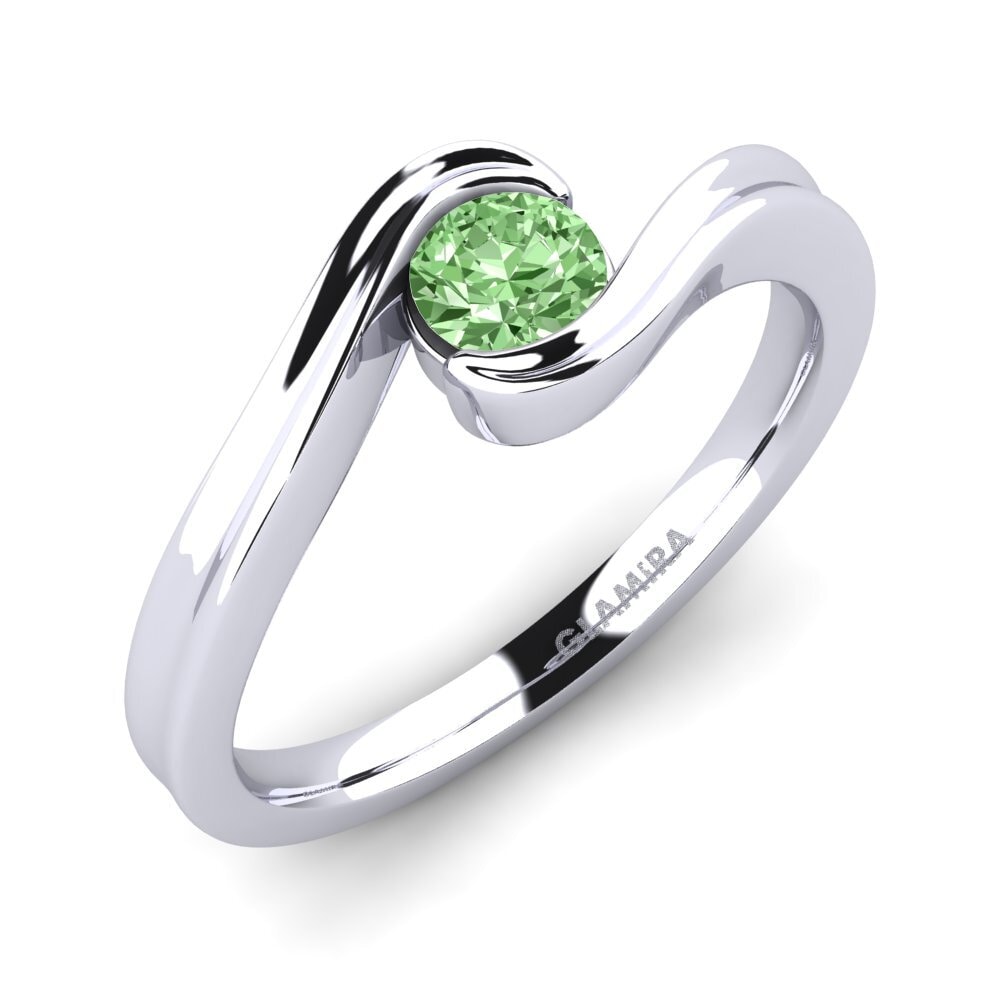 Weiß-Silber Grüner Diamant Verlobungsring Adele