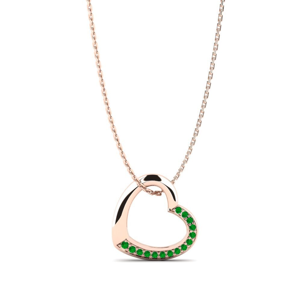 14K Rose Gold Emerald Pendant Adrianna