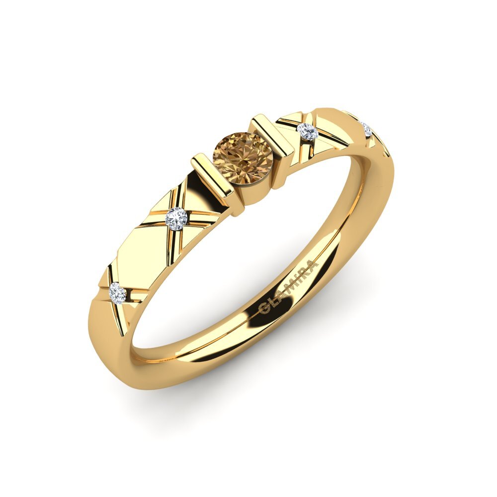 14K Yellow Gold Brown Diamond Engagement Ring Alidia