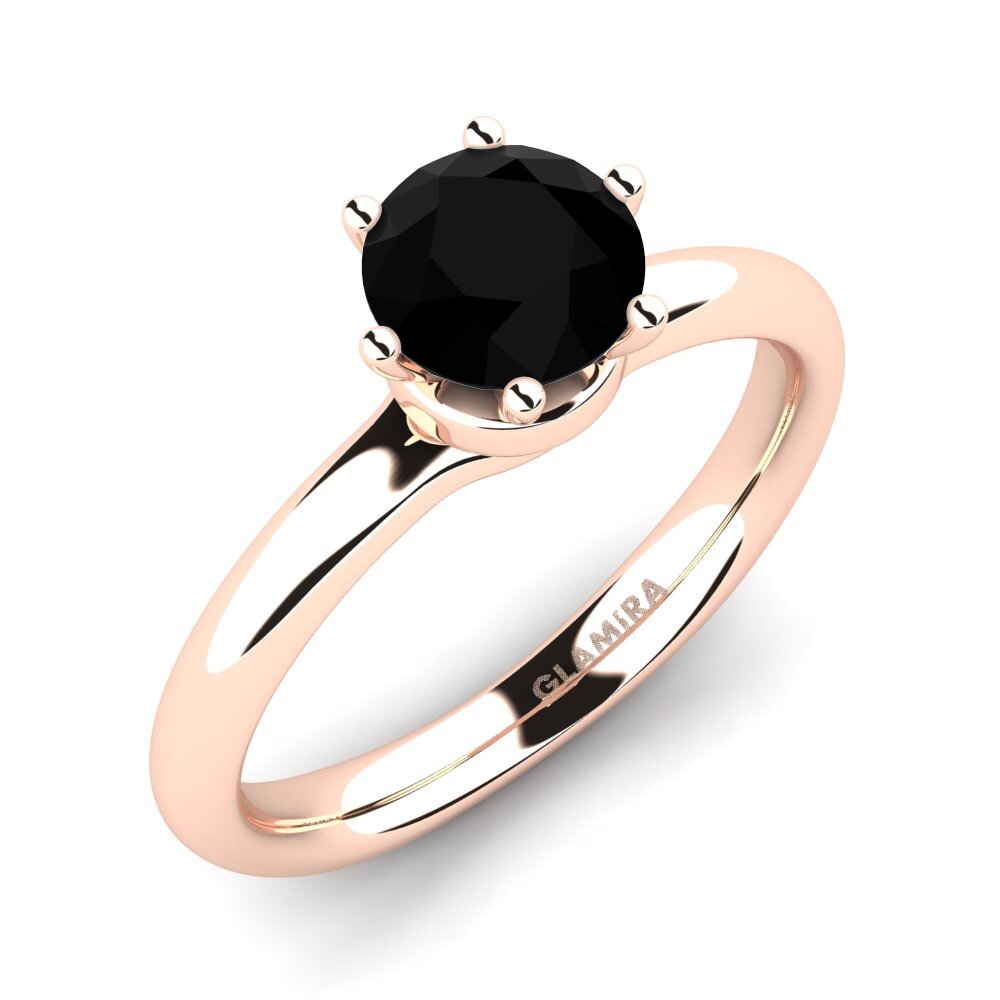 14ct Rose Gold Black Sapphire Engagement Ring Almira 0.8 crt