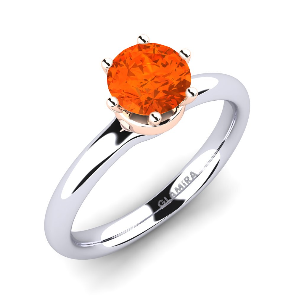 14ct White & Rose Gold Fire Opal Engagement Ring Almira 0.8 crt