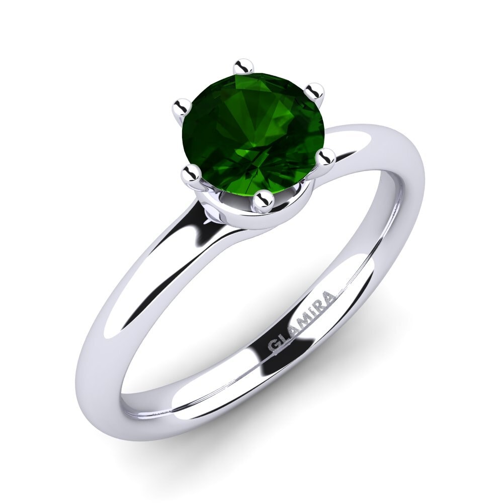 White Silver Green Tourmaline Engagement Ring Almira 0.8 crt