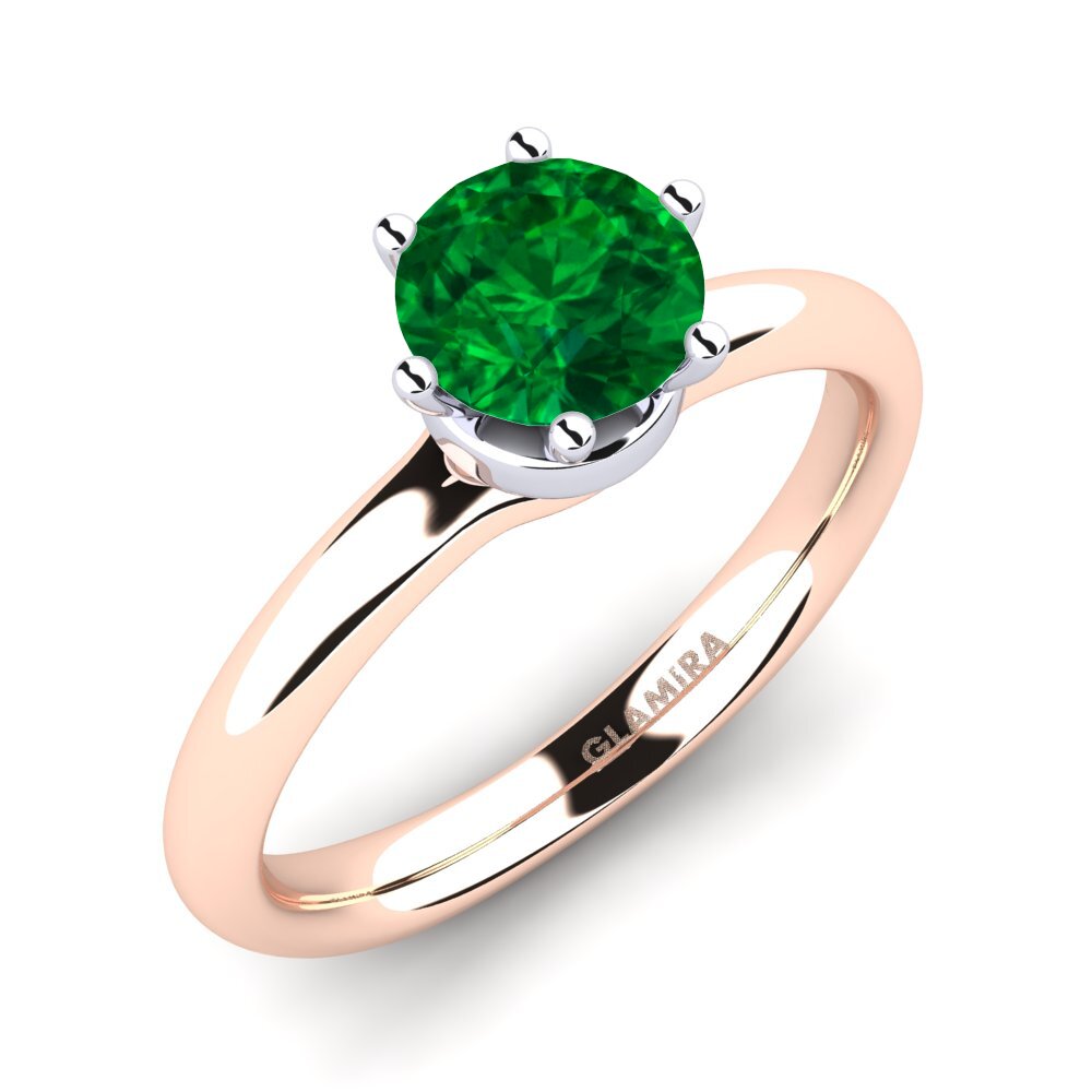 9ct Rose / White Gold Emerald (Lab Created) Engagement Ring Almira 0.8 crt