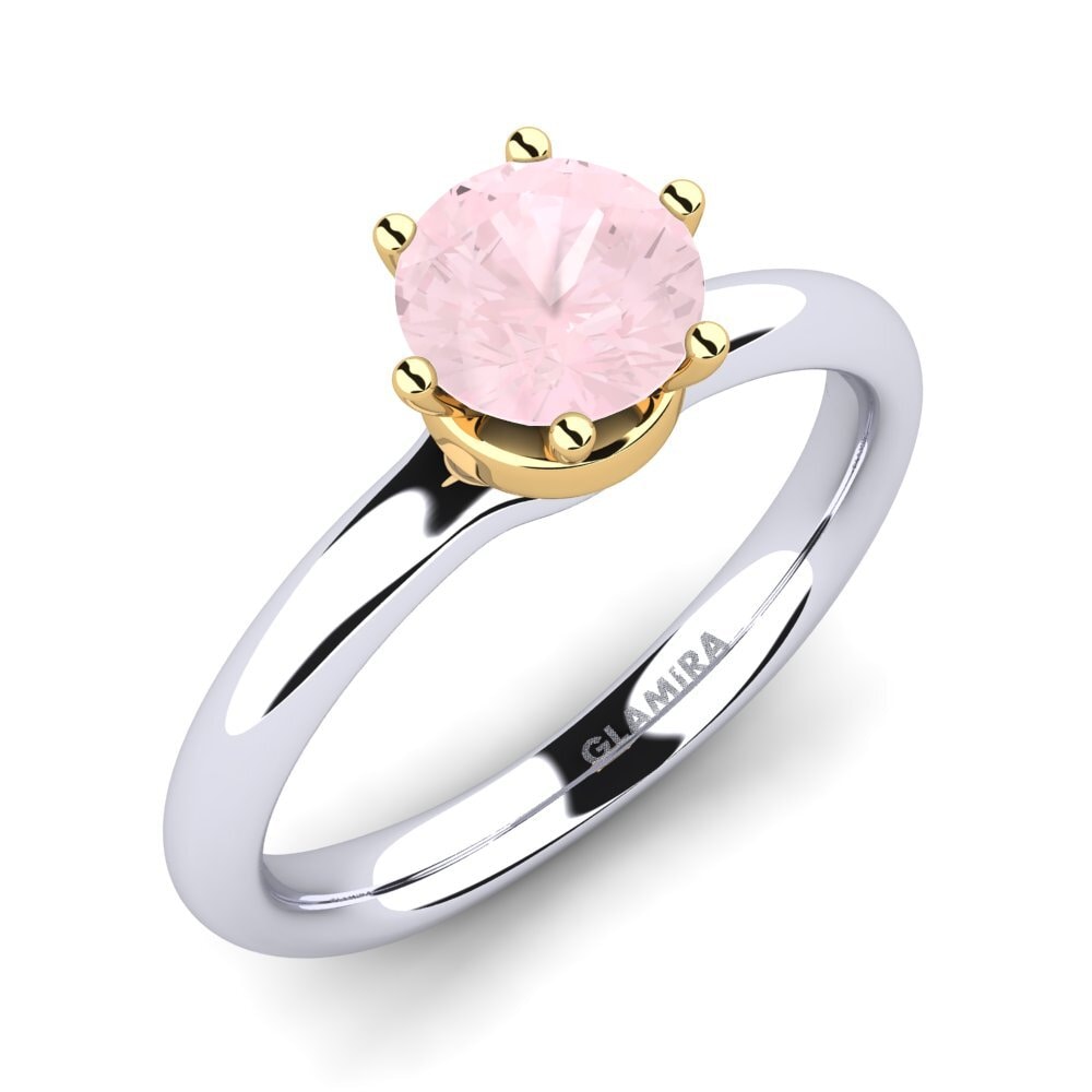 14ct White / Yellow Gold Rose Quartz Engagement Ring Almira 0.8 crt