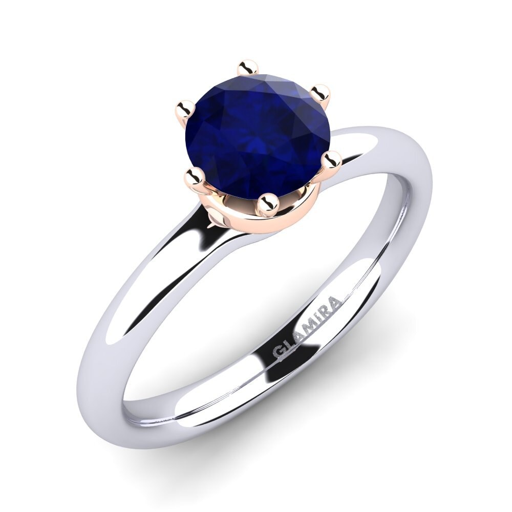 18ct White / Rose Gold Sapphire Engagement Ring Almira 0.8 crt