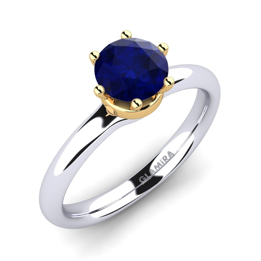 18ct White / Yellow Gold Sapphire Engagement Ring Almira 0.8 crt
