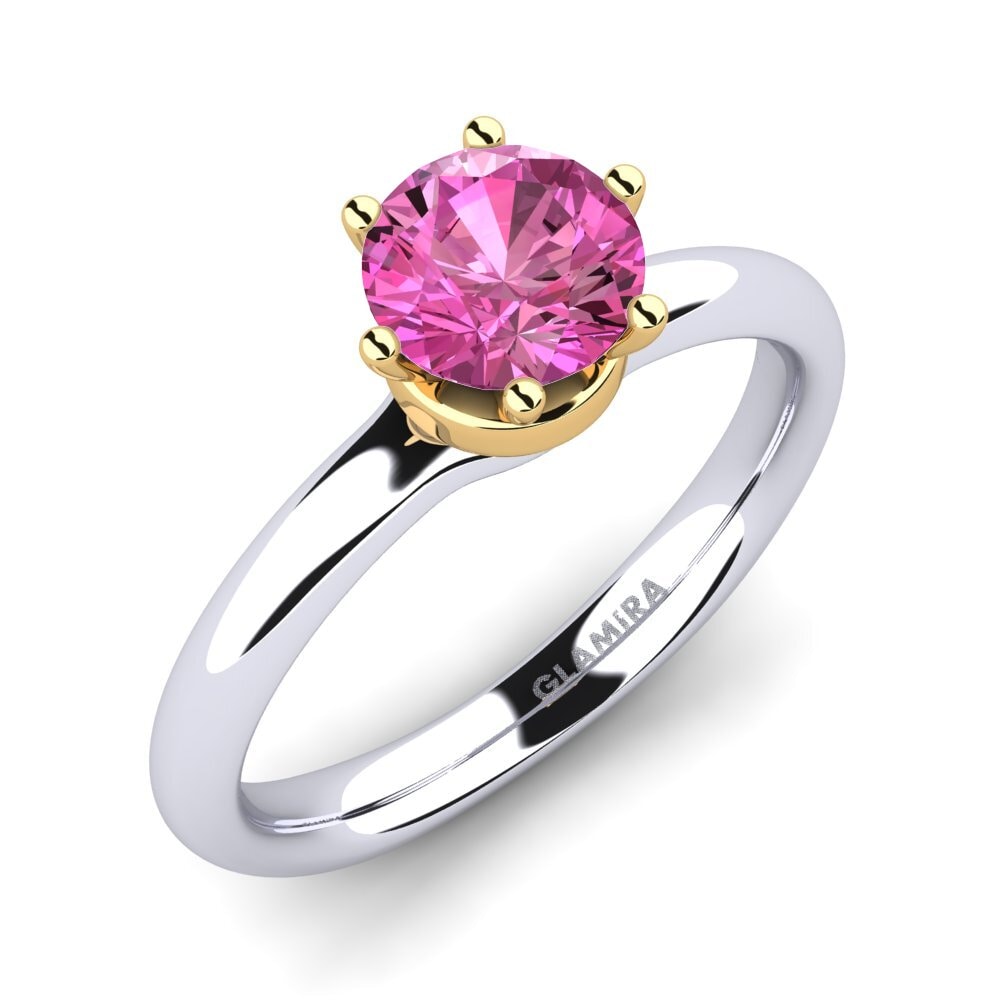 14ct White / Yellow Gold Pink Topaz Engagement Ring Almira 0.8 crt
