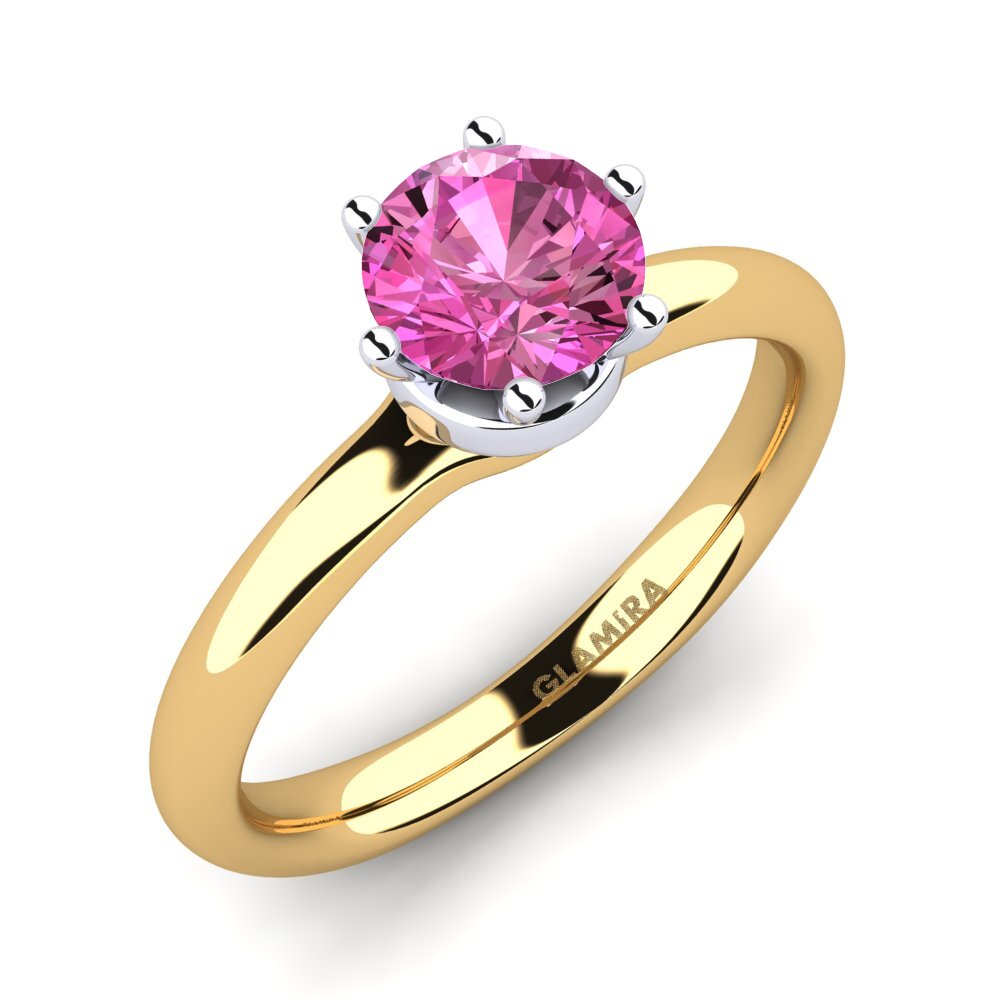 14ct Yellow / White Gold Pink Topaz Engagement Ring Almira 0.8 crt