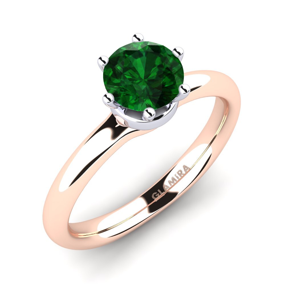 14ct Rose / White Gold Tsavorite Engagement Ring Almira 0.8 crt