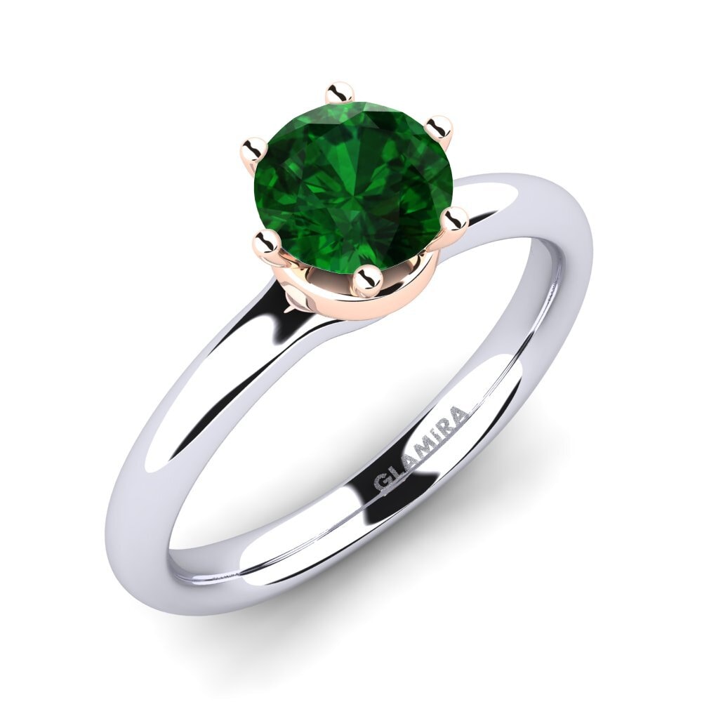 14ct White / Rose Gold Tsavorite Engagement Ring Almira 0.8 crt