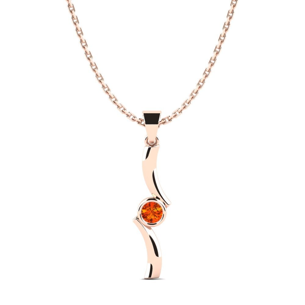 14k Oro Rosa Zafiro Naranja Colgante de Mujer Alunissage