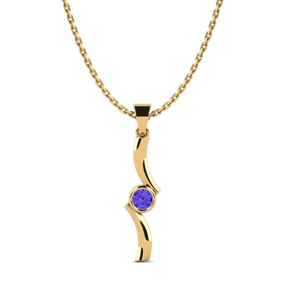 18k Oro Amarillo Tanzanita Colgante de Mujer Alunissage