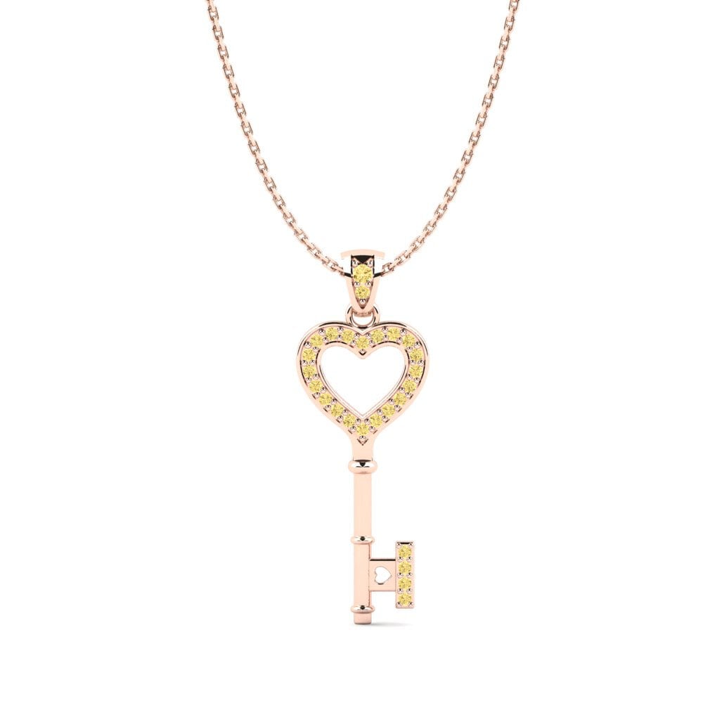 14ct Rose Gold Yellow Diamond Women's Pendant Alyssa