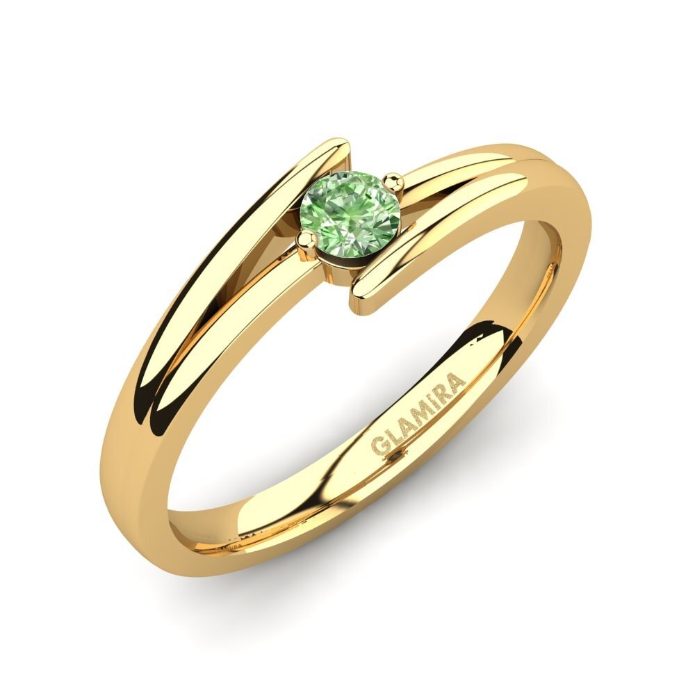 Gelbgold 375 Grüner Diamant Verlobungsring Amalia
