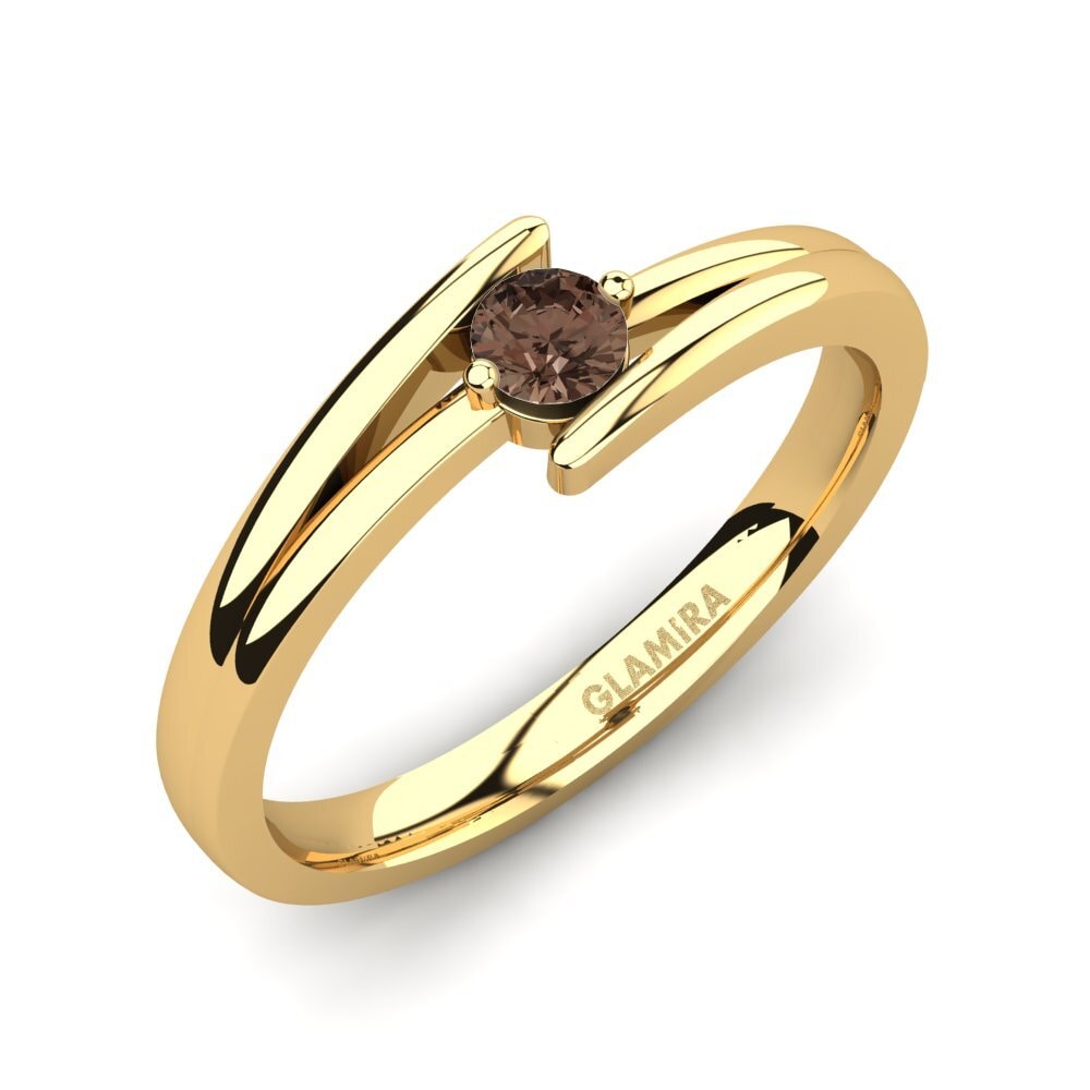 18k Oro Amarillo Cuarzo humo Anillo de compromiso Amalia