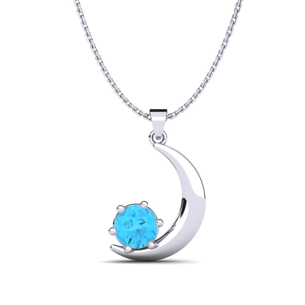 18K White Gold Blue Topaz Pendant Anchalie
