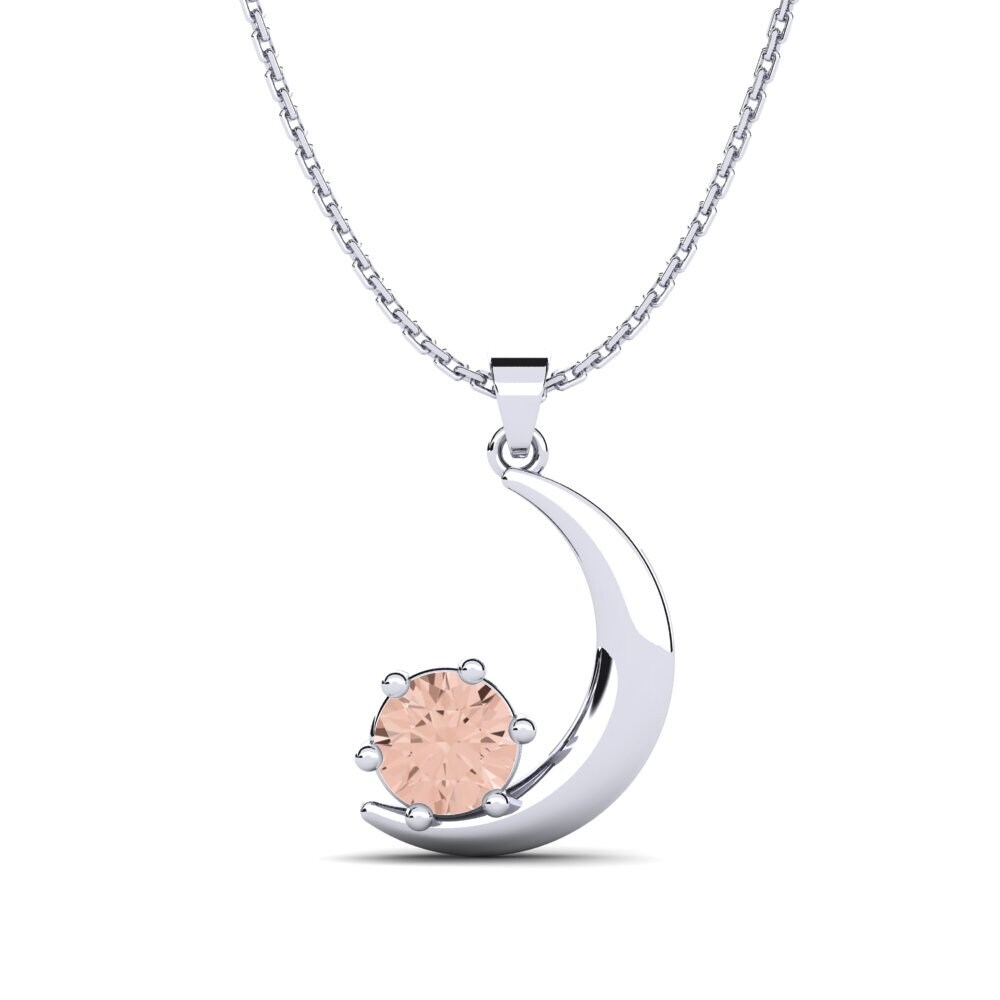 14k Oro Blanco Morganita Colgante de Mujer Anchalie