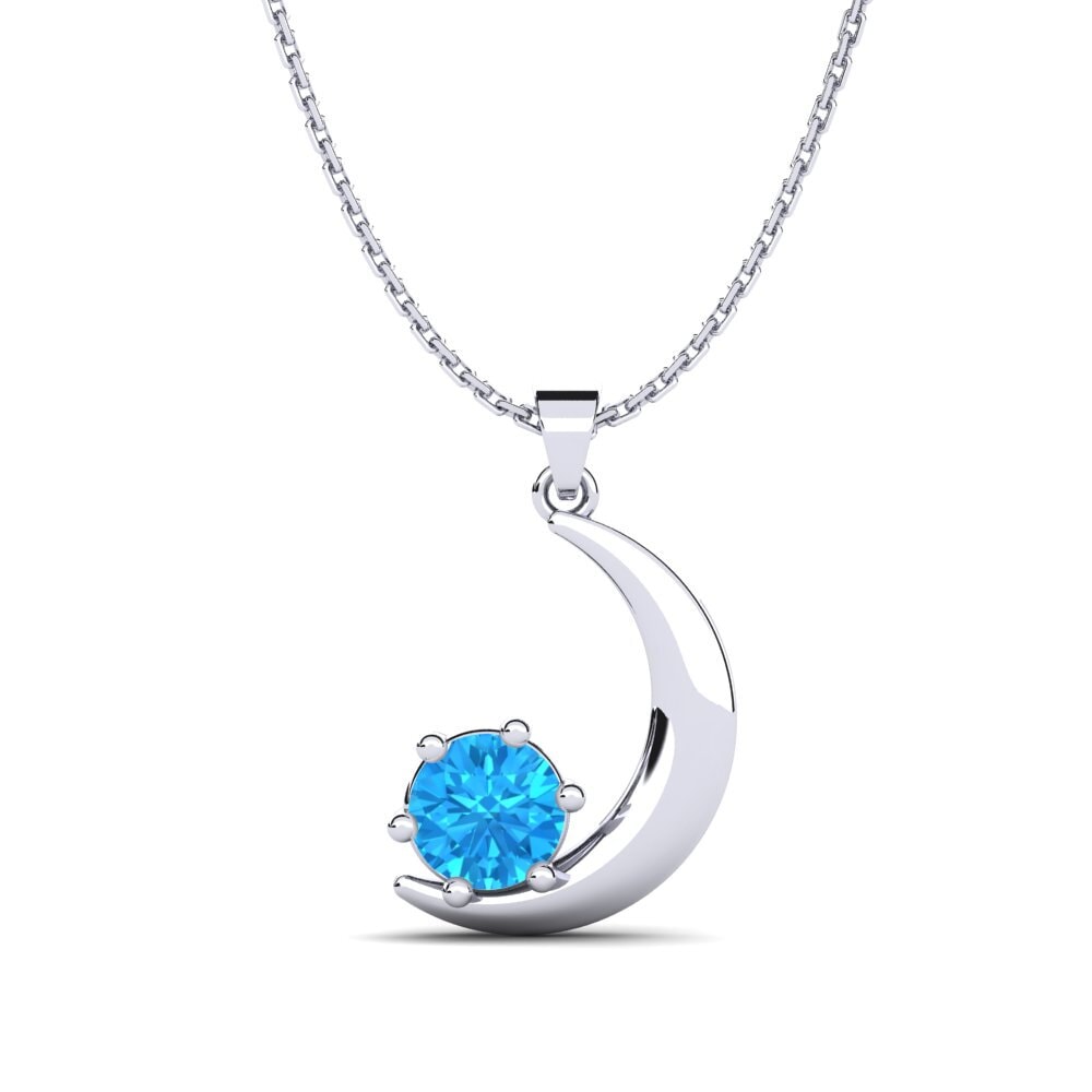 18ct White Gold Blue Topaz Women's Pendant Anchalie