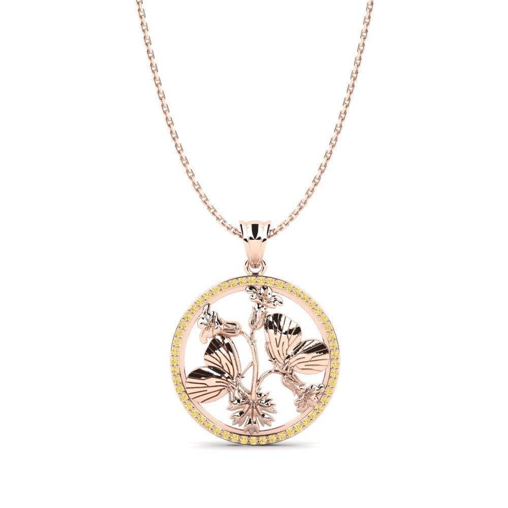 14ct Rose Gold Yellow Diamond Women's Pendant Angelica