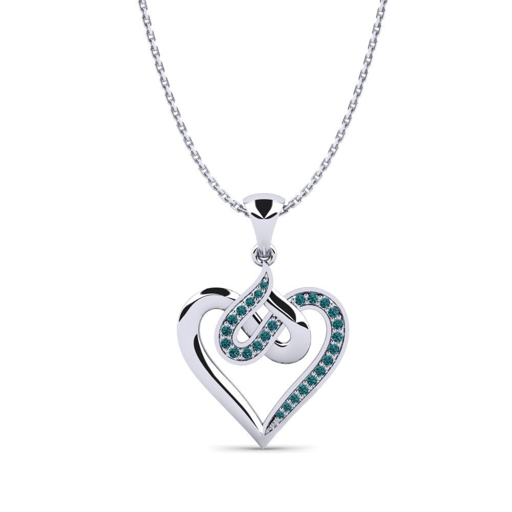 950 Platin Blauer Diamant Damen anhänger Aniela