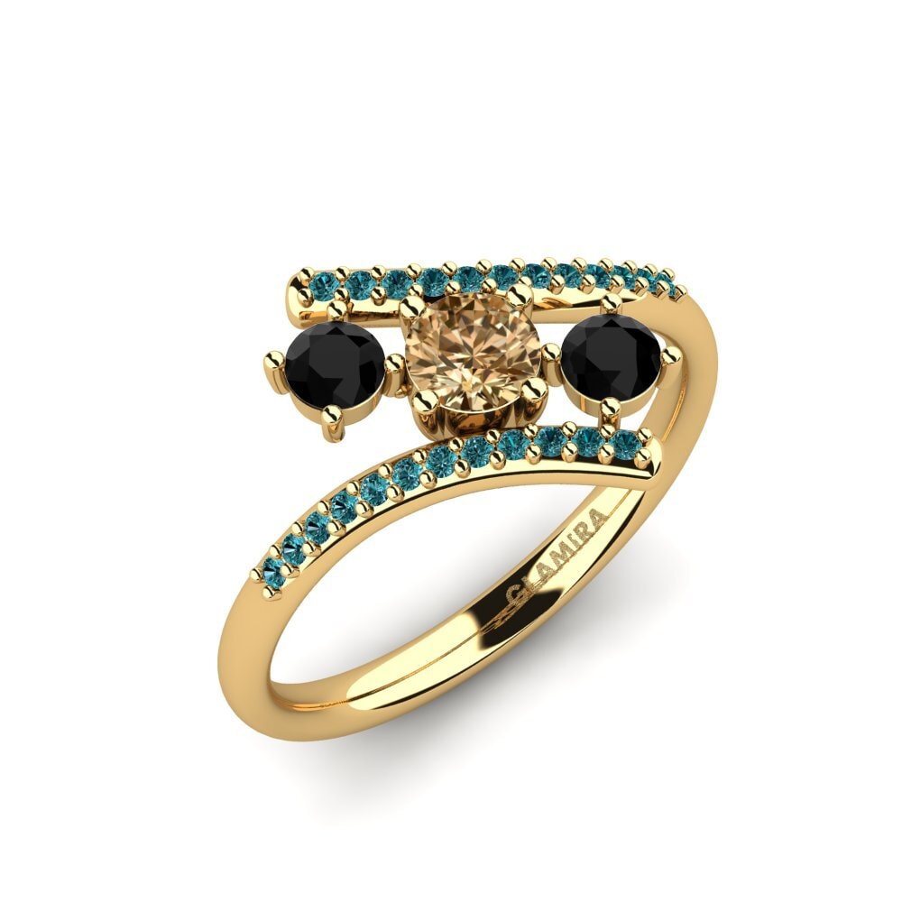 18k Oro Amarillo Anillo de compromiso Anjatonia