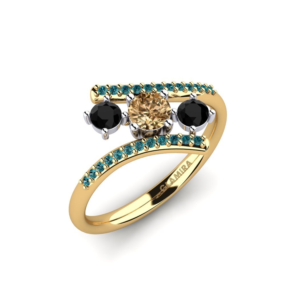 18k Oro Amarillo & Blanco Anillo de compromiso Anjatonia