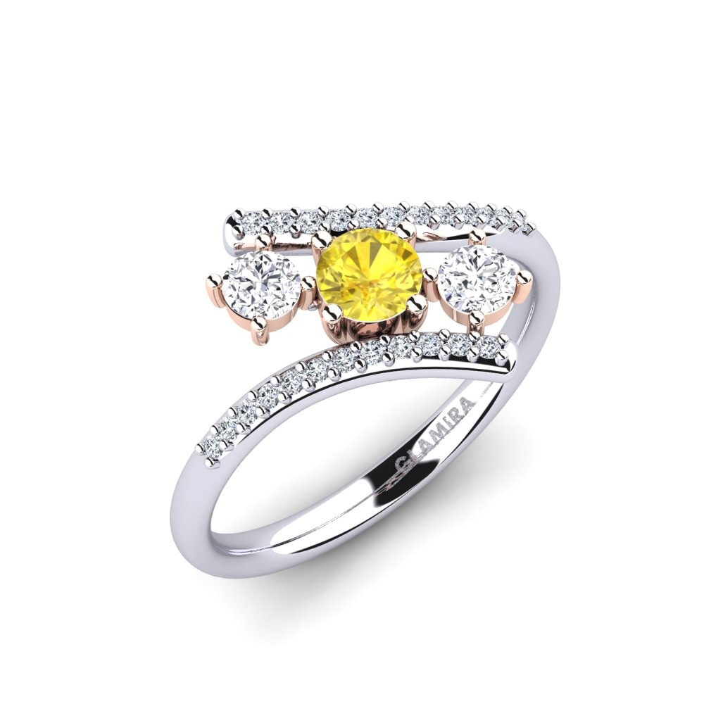 14ct White & Rose Gold Yellow Sapphire Engagement Ring Anjatonia