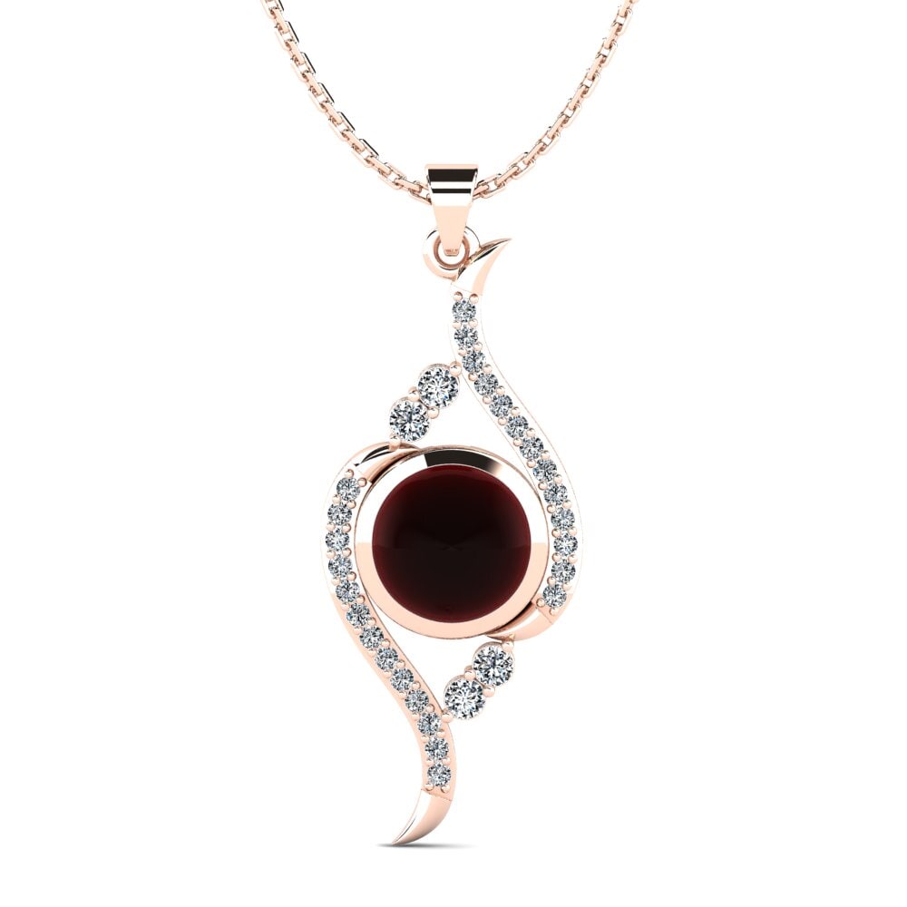 14ct Rose Gold Cabochon Garnet Women's Pendant Annoria