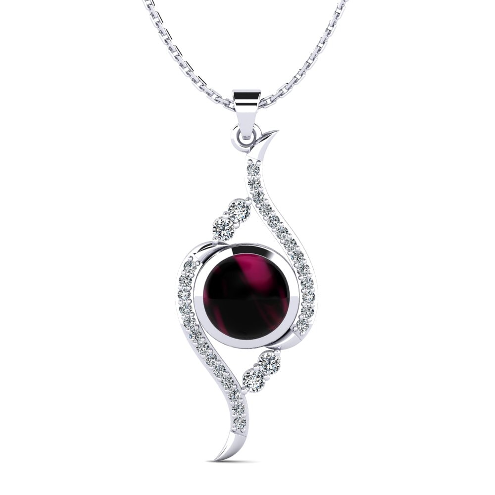 Cabochon Rhodolite Garnet Women's Pendant Annoria