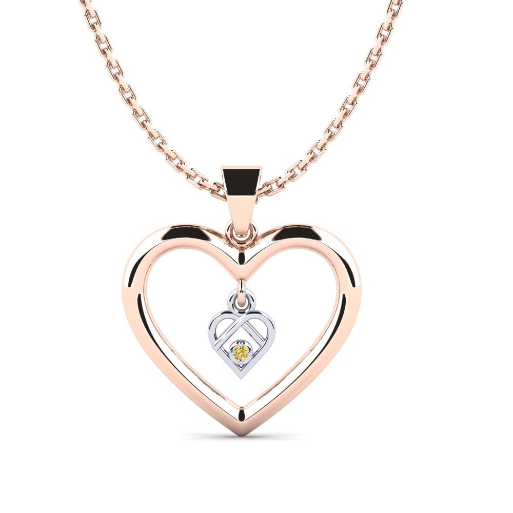 9k Oro Rosa & Blanco Diamante Amarillo Colgante de Mujer Apothem