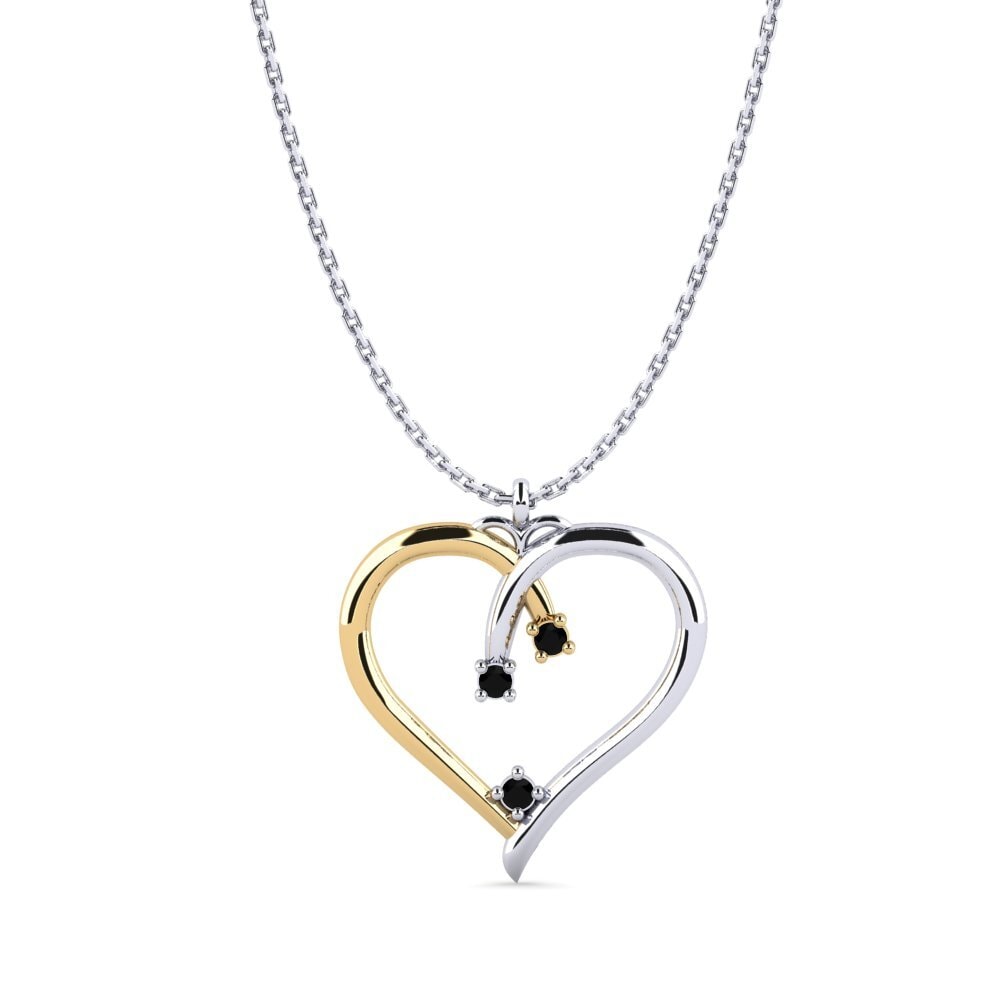 14ct White & Yellow Gold Black Sapphire Women's Pendant Aria
