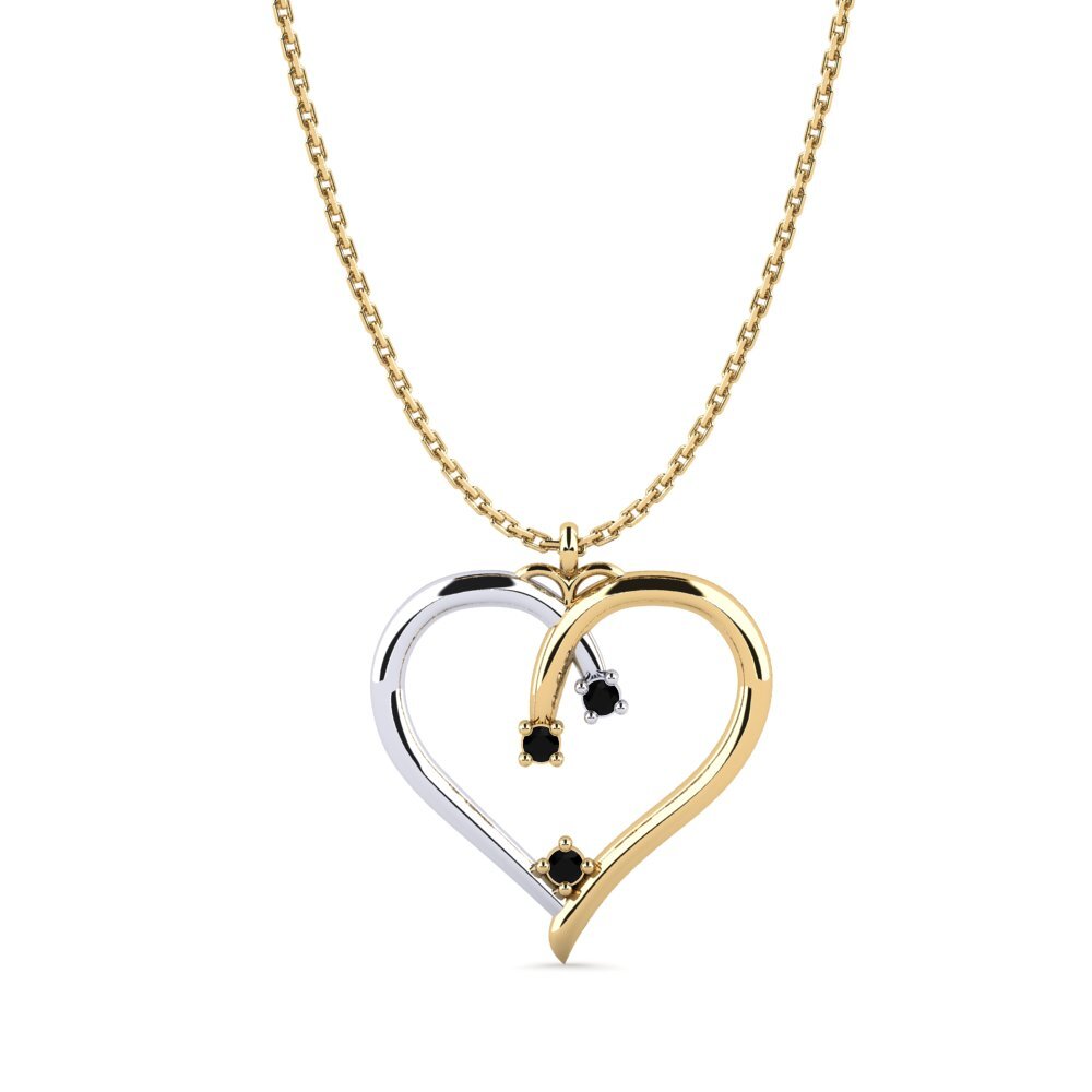 14ct Yellow & White Gold Black Sapphire Women's Pendant Aria