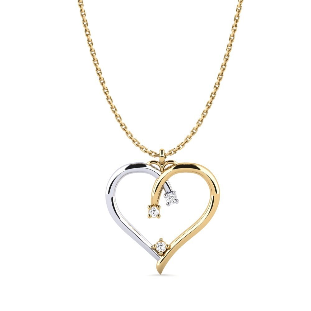 9k Oro Amarillo & Blanco Zafiro blanco Colgante de Mujer Aria