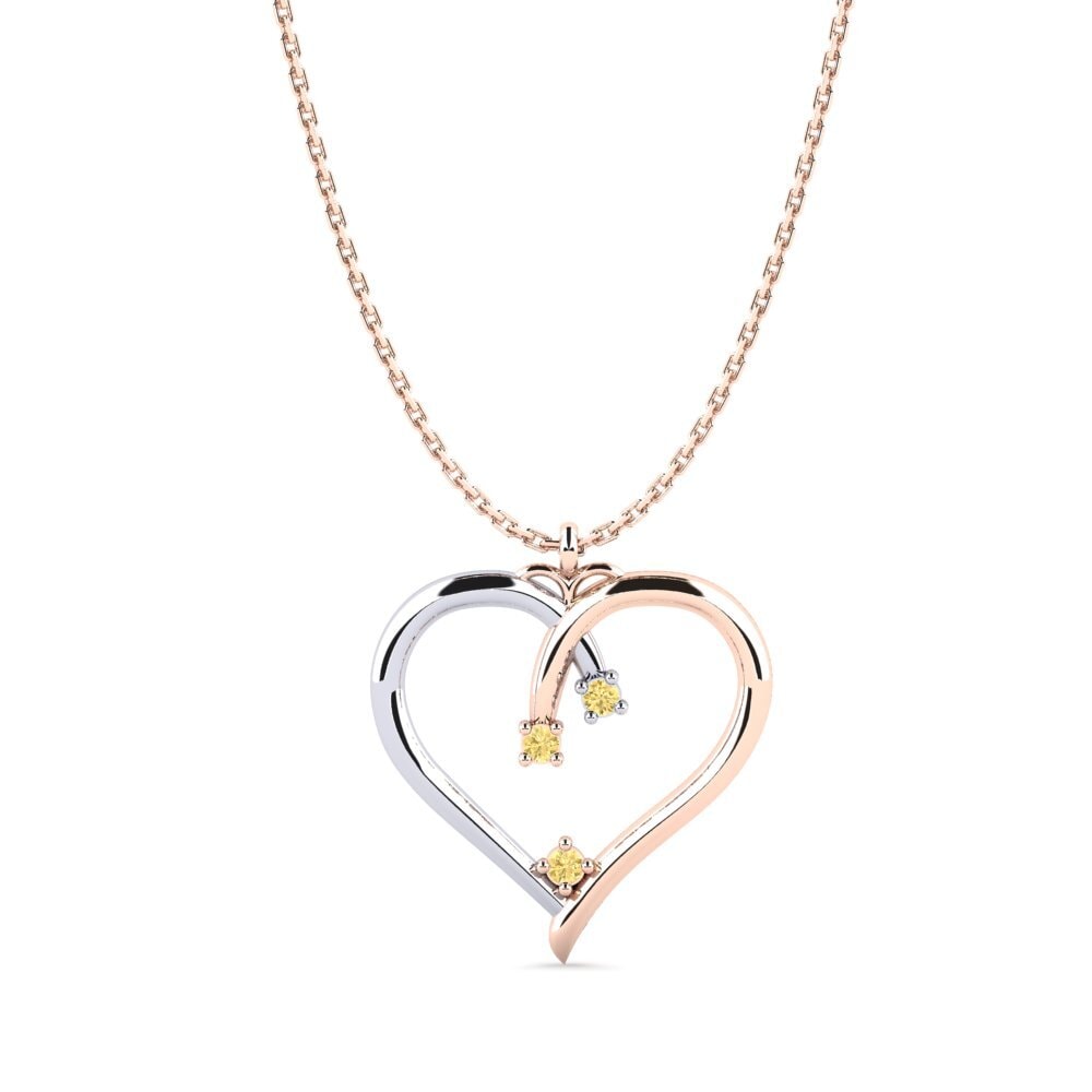 9k Oro Rosa & Blanco Diamante Amarillo Colgante de Mujer Aria