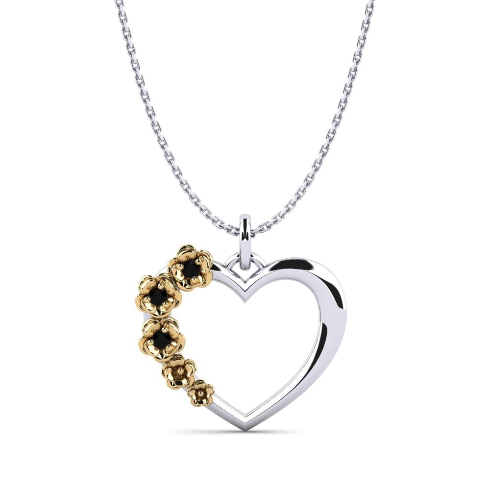 14ct White & Yellow Gold Black Sapphire Women's Pendant Ashleigh