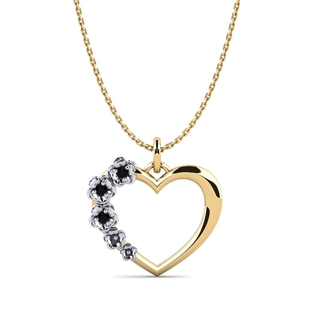 14ct Yellow & White Gold Black Sapphire Women's Pendant Ashleigh