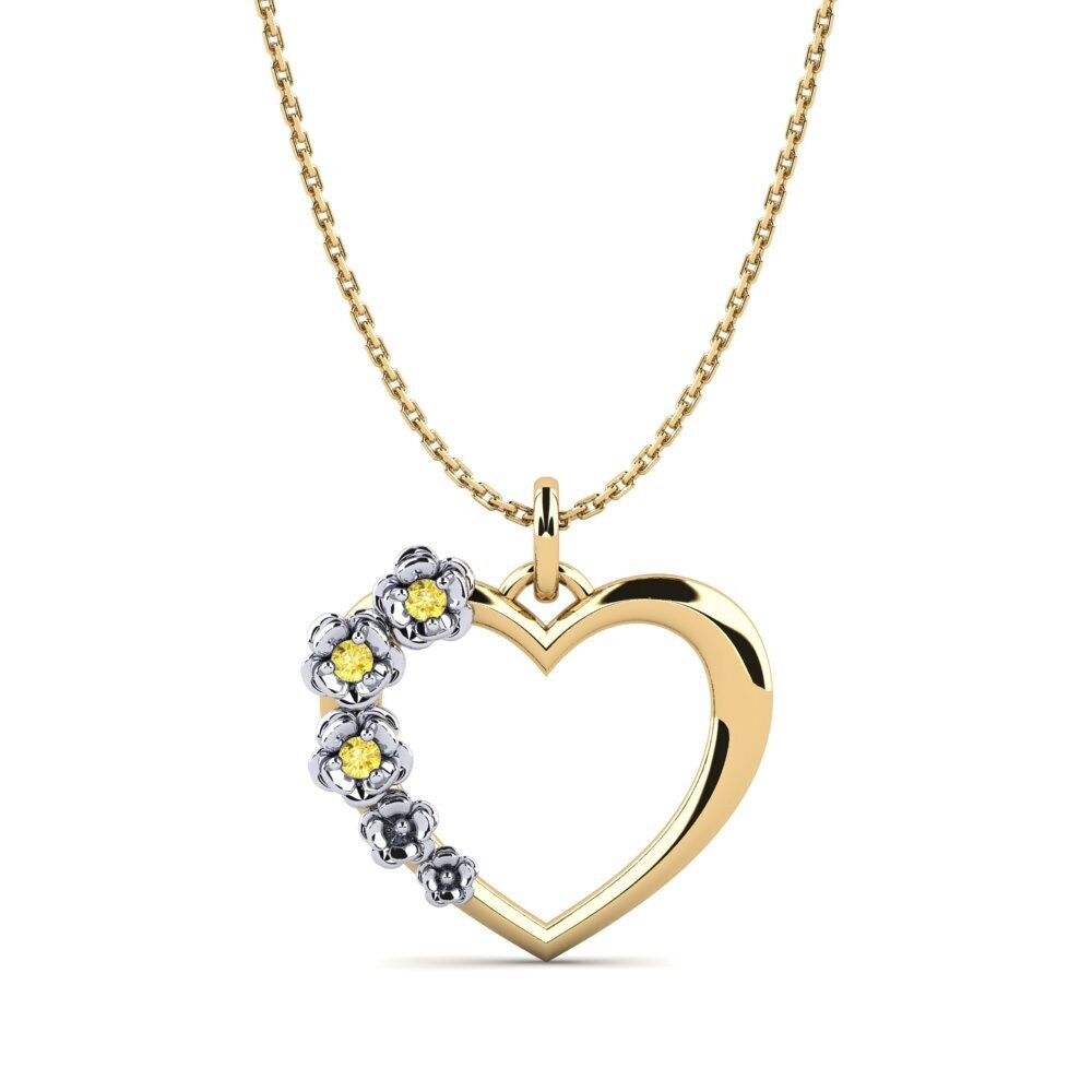 14ct Yellow & White Gold Yellow Sapphire Women's Pendant Ashleigh