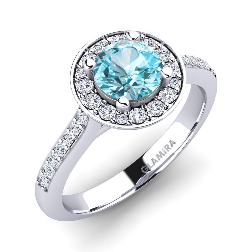 950 Platinum Blue Zircon Engagement Ring Ashley