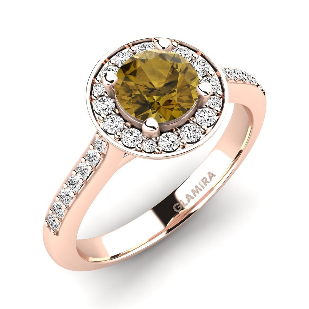 Vàng Hồng 9K Đá Zircon Nâu Nhẫn đính hôn Ashley
