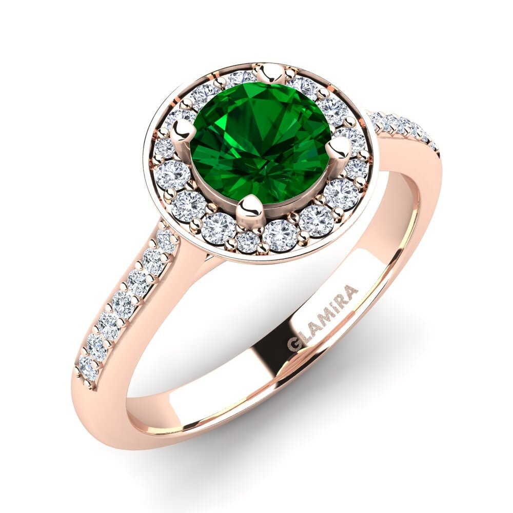 14ct Rose Gold Green Zirconia Engagement Ring Ashley