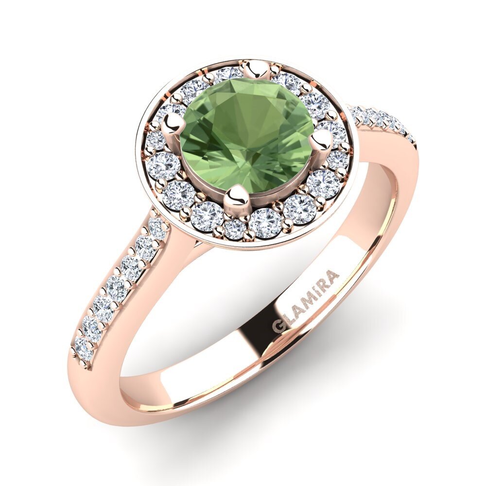 Vàng Hồng 18K Đá Sapphire Xanh Nhẫn đính hôn Ashley