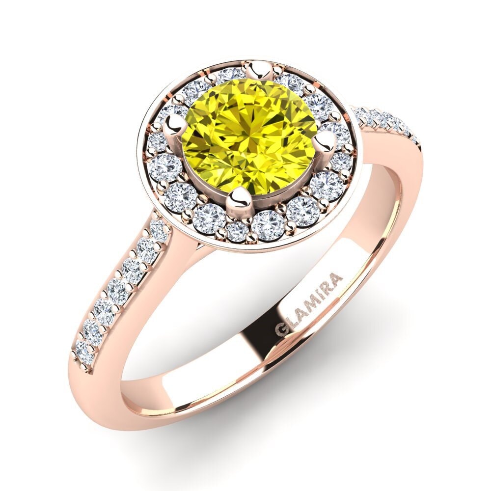 14ct Rose Gold Yellow Diamond Engagement Ring Ashley