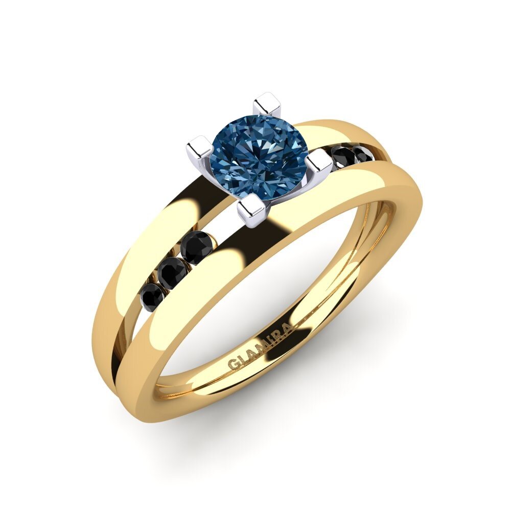 18k Oro Amarillo & Blanco Anillo de compromiso Bayamine