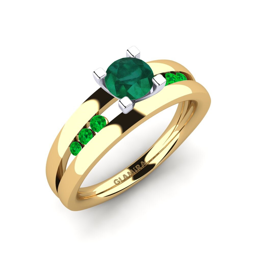 14K Geel & Wit Goud Smaragd Verlovingsring Bayamine