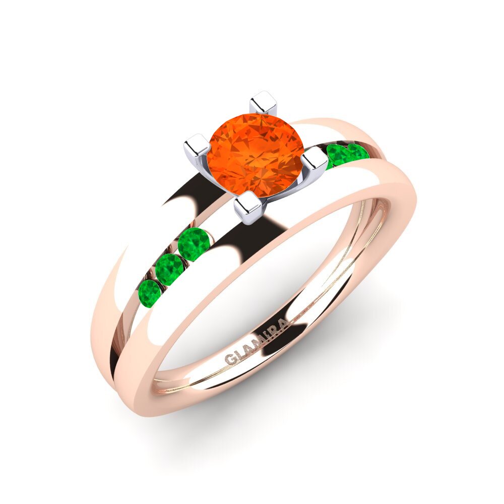 18K Rose & White Gold Fire-Opal Engagement Ring Bayamine